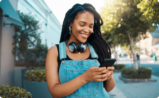 Woman using internet on phone